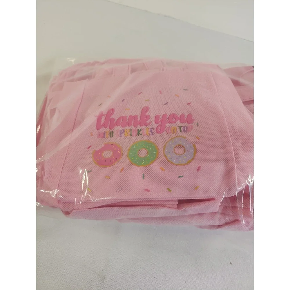 Set Of 31 Thank You Bags W/‎ Handles Dounts & Sprinkles Pink